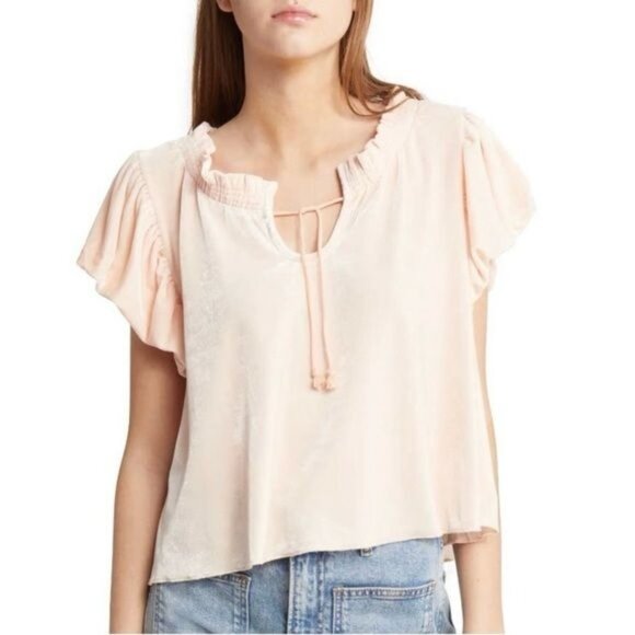 New Free People Terese Velour Crop Top in Pink Size S - Picture 5 of 11